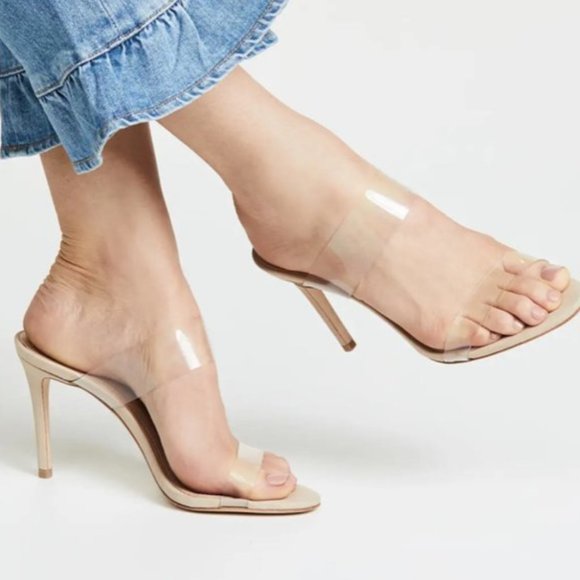 SCHUTZ Ariella Transparent Heels Nude Cream Tan - Picture 1 of 7